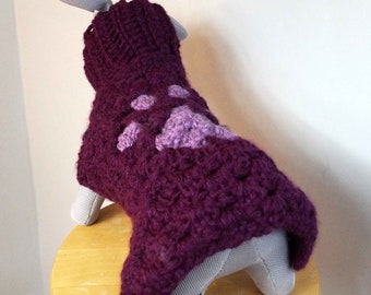 Paw-print Dog Jumper - Crocheted Chunky jumper - XXS, XS, S, M, L, XL, 2XL - Dog coat - made-to-measure