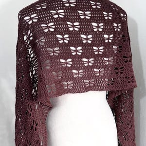 Crocheted Butterfly Wrap - Rectangular Butterfly Shawl