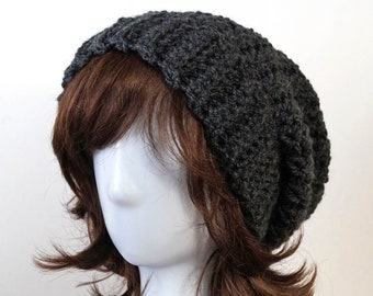 Crocheted Slouchy Hat - v-stitch slouchy - crocheted baggy hat