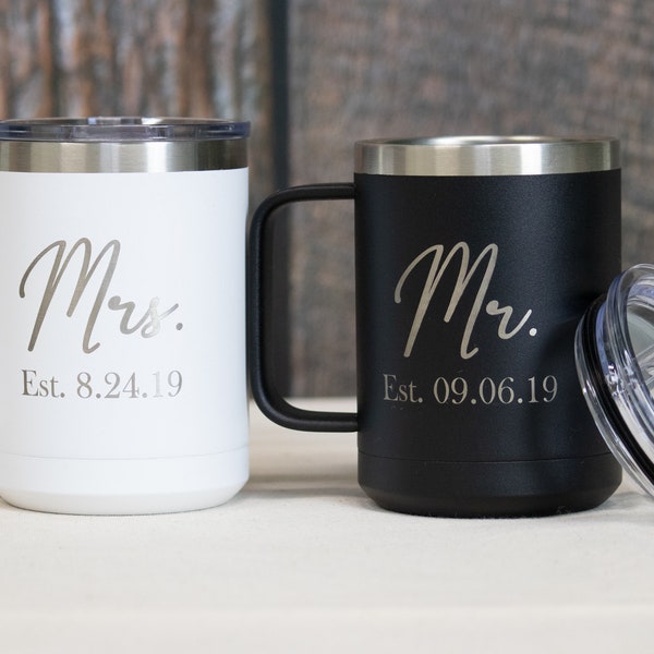 Mr. And Mrs. Coffee Mugs, Stainless Steel Mr and Mrs Coffee Mugs, Wedding Couple Gift, Coffee wedding Gift, Wedding Mugs