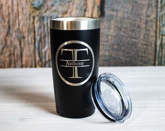 Custom Engraved 20 oz Stainless Steel Tumbler – Monogram Gift