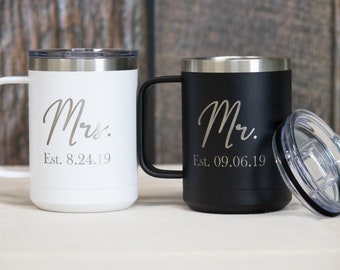 Mr. And Mrs. Coffee Mugs, Stainless Steel Mr and Mrs Coffee Mugs, Wedding Couple Gift, Coffee wedding Gift, Wedding Mugs
