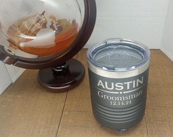 Custom Engraved Stainless Steel Whiskey Tumbler, Groomsman Gift