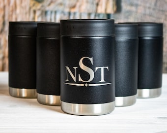 5 Pack Personlized Steel Colster, Custom Can Cooler, Custom Best Man Can Holder, Personalized Groomsmen Gifts, Groomsman Cups