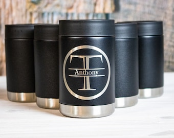 7 Pack Personlized Steel Colster, Custom Can Cooler, Custom Best Man Can Holder, Personalized Groomsmen Gifts, Groomsman Cups