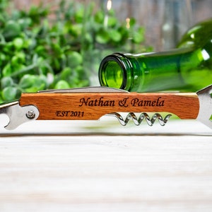 Bulk Personalized Corkscrew Wedding Favors, Wine Opener Wedding Favors for Guests, Custom Wine Wedding Favors