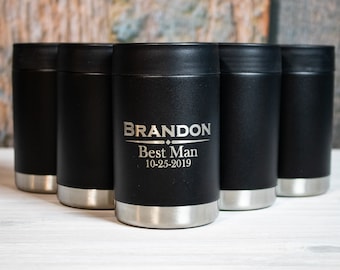 10 Pack Personlized Steel Colster, Custom Can Cooler, Custom Best Man Can Holder, Personalized Groomsmen Gifts