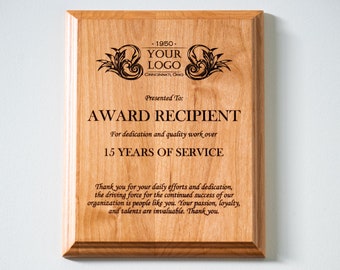 Custom Wood Plaque, Engraved Award Plaque, Corporate Gift, Corporate Award,  Custom Engraved 