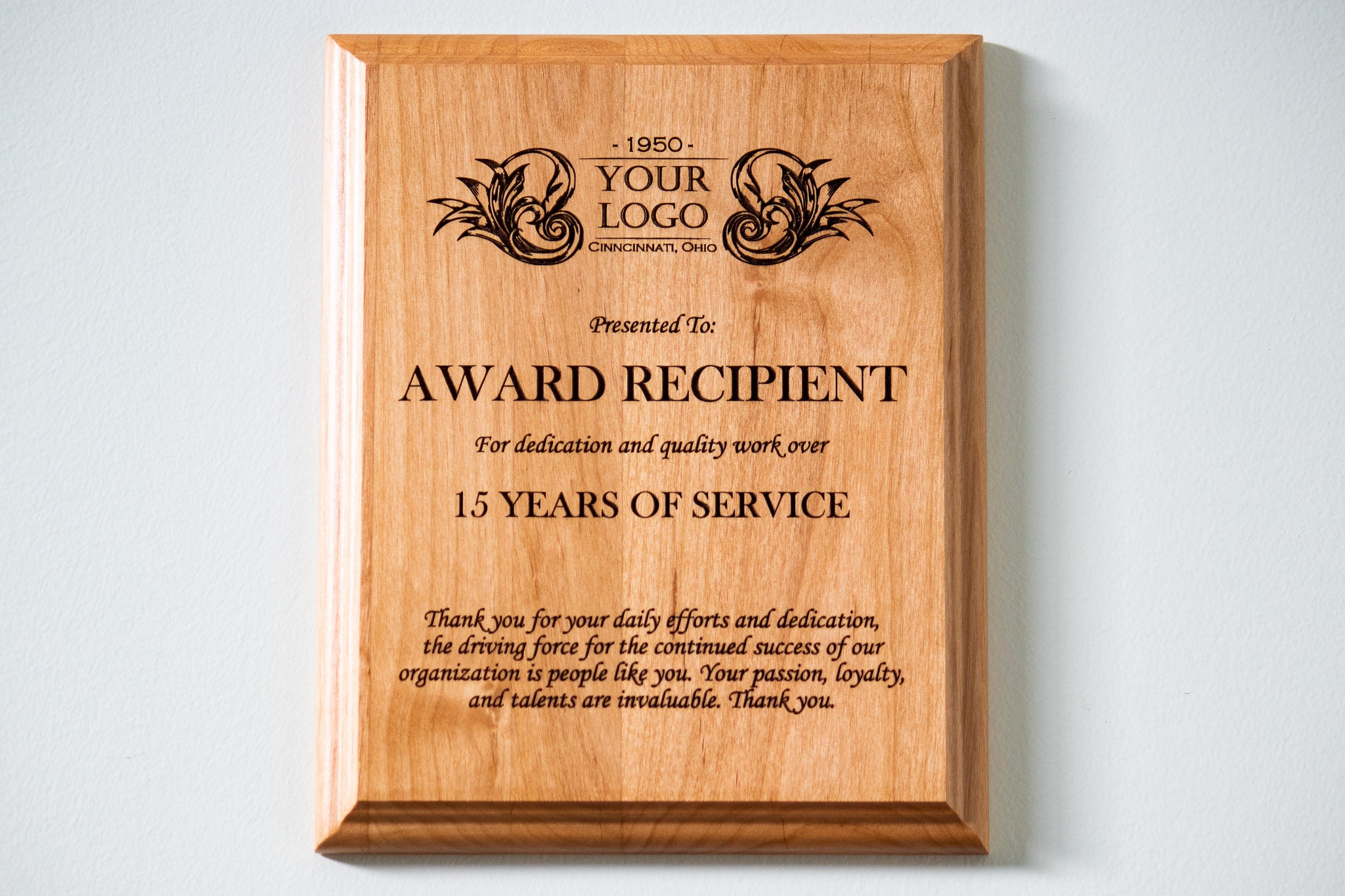 Personalized engraved plaque, custom recognition award, customizable ...