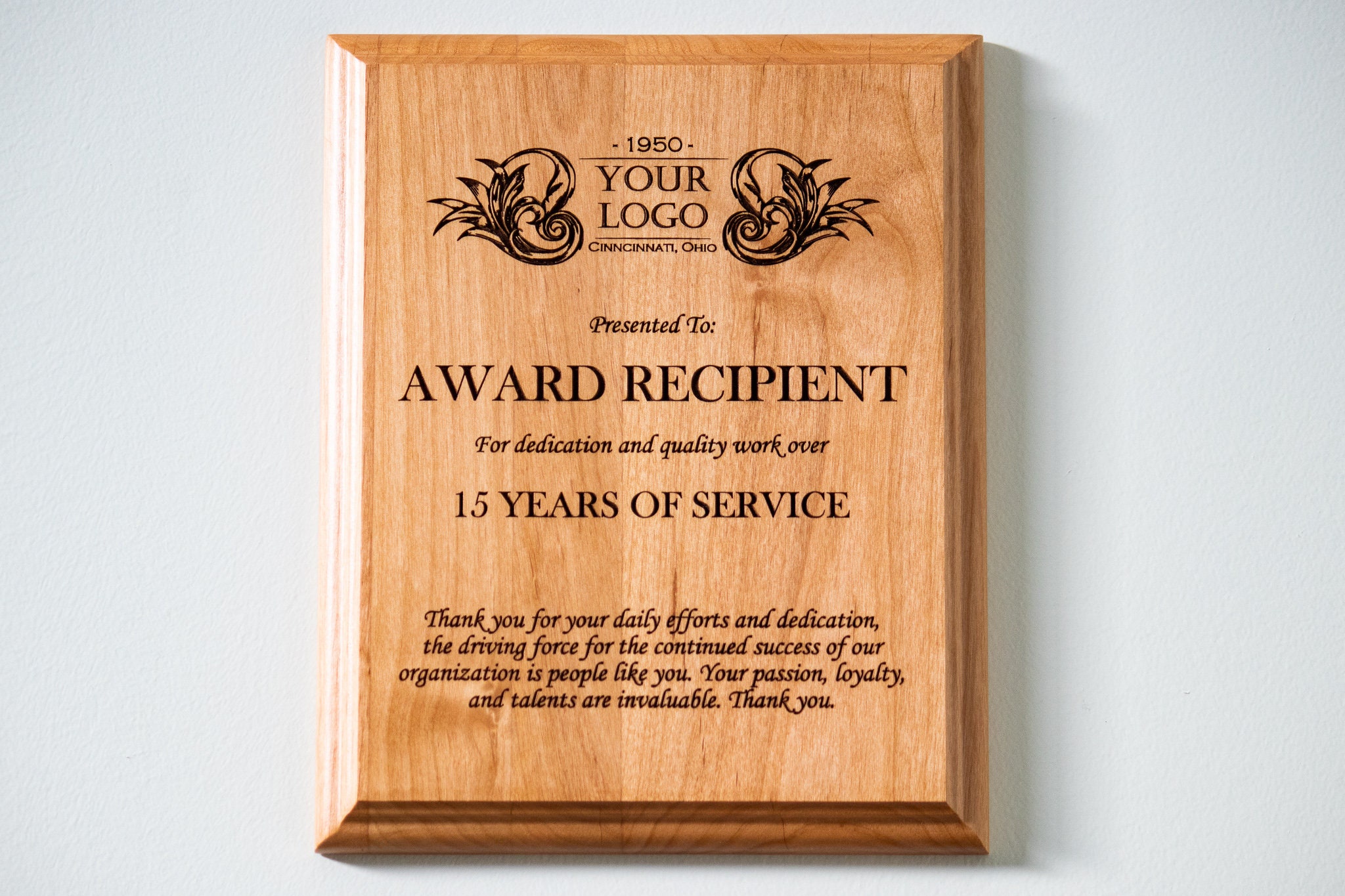 Custom Wood Plaque Engraved Award Plaque Corporate Gift Etsy