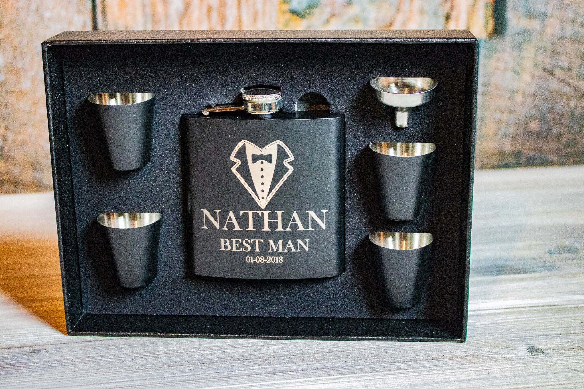 Groomsmen Gift Set Engraved Flask Gift Set Personalized Etsy