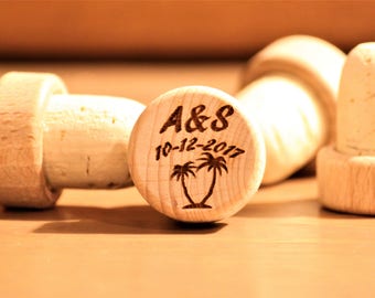 Beach Wedding Favors, Palm Tree Wedding, Wedding Favors for Guests, Wedding Favors Wine Stoppers, Personalized Wine Stoppers, Beach theme