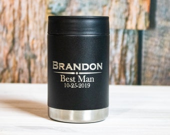 Personalized Steel Colster, Custom Engraved Can Cooler, Groomsmen Gifts