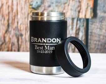 Personlized Steel Colster, Custom Can Cooler, Custom Best Man Can Holder, Personalized Groomsmen Gifts