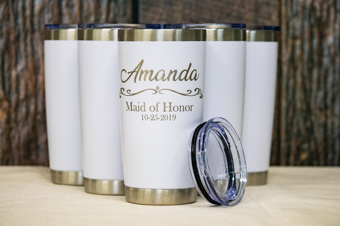 Custom Bridesmaid Tumblers Custom Engraved Stainless Tumblers Etsy