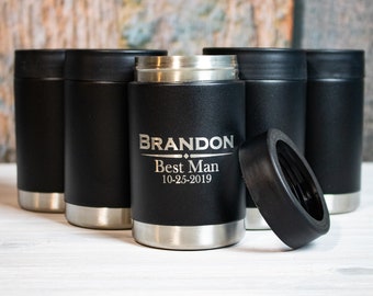 5 Pack Personalized Steel Colster, Custom Groomsmen Gift