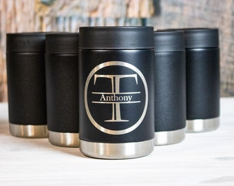 12 Pack Personlized Steel Colster, Custom Can Cooler, Custom Best Man Can Holder, Personalized Groomsmen Gifts, Groomsman Cups
