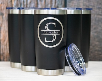 5 Pack Custom Engraved 20 oz Stainless Tumblers - Monogrammed Gift