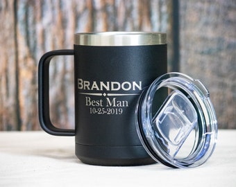 Custom Insulated Groomsman Coffee Mug, Personalized Stainless Mug for Bridal Party, 14 oz Engraved Coffee Mug, Bridal Party Gifts