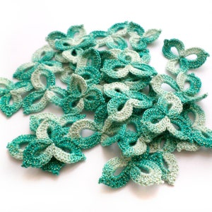 Irish crochet shamrocks, green floral applique Clothes Hats Interior Party decor