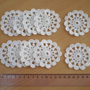 Crochet flower motifs Off white floral applique, Irish crochet lace decor Set of 5