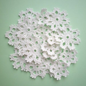 Crochet white flowers Floral applique Irish crochet lace Wedding crochet decor Boho Hippie clothes embellishment Hair decor