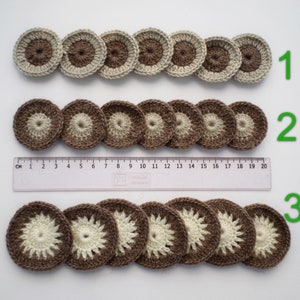 Round crochet motifs, woolen applique, freeform crochet decor