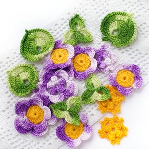 Irish crochet decor, Crochet flower leaf shamrock motifs Floral applique