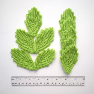 Mohair crochet leaves set of 10 Floral applique Irish crochet lace decor Inspiration kit Clothes Hats Mittens decor