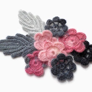 Woolen crochet flowers leaves Mohair applique Clothes Hats Mittens decor