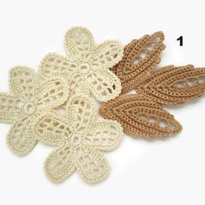 Crochet flower leaf motifs Floral applique, Irish crochet decor
