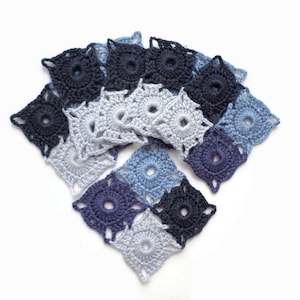 Crochet square motifs, wool/acrylic applique Clothes Hats Mittens dolls Interior decor