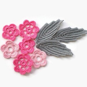 Crochet flowers and leaves Floral applique Irish crochet decor Clothes, hats, cards, interior decor