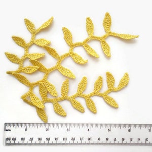 Irish crochet branch applique, set of 3
