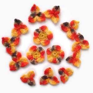 Crochet flowers Mohair applique Set of 14 Clothes Hats Mittens decor