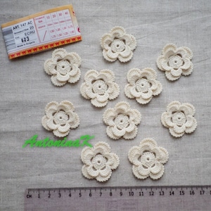 Irish lace wedding decorrochet flowers, off white Irish crochet floral applique, cards, scrapbook, hats decor