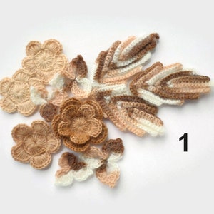 Woolen crochet flowers leaves Mohair applique Clothes Hats Mittens decor