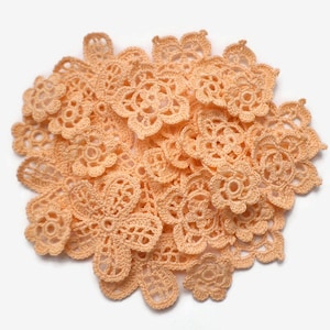 Irish crochet flowers Floral applique Irish lace Set of 9