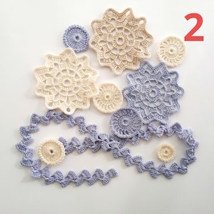 Crochet flower motifs Irish crochet lace decor, floral applique