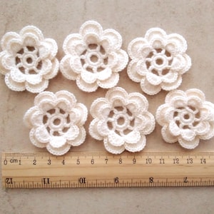 Crochet flowers, floral applique Set of 6 Irish crochet decor