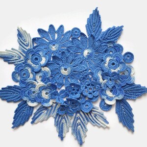 Irish crochet flowers leaves floral applique Set of 38