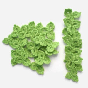 Small crochet shamrocks Floral mohair applique Irish crochet lace decor Inspiration kit Clothes Hats Mittens decor