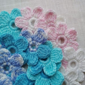 Acrylic crochet flowers Floral applique, hats, mittens, clothes decor
