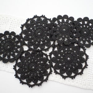 Irish crochet black round crochet motifs