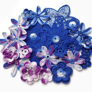 Crochet flowers Irish crochet lace applique Set of 24