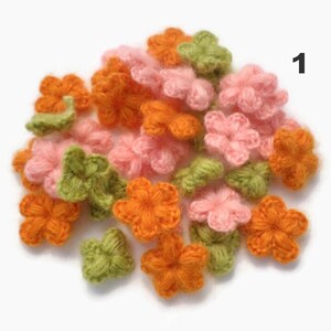 Tiny woolen crochet flowers