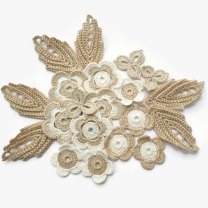 Crochet flowers Irish crochet floral applique Irish lace boho hippie decor