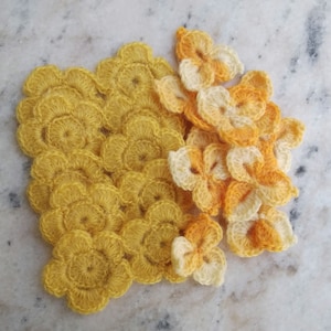 Fluffy woolen flower applique Irish crochet flowers, dolls, kids clothes decor