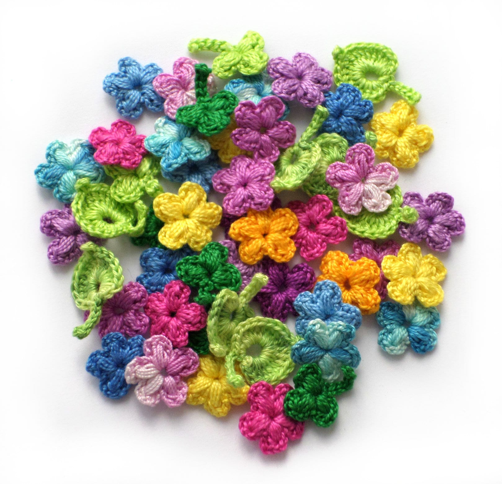 Set of 50 tiny crochet flower motifs little multicoloured Etsy
