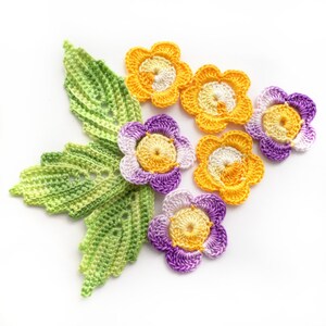 Crochet flowers and leaves Floral applique Irish crochet decor